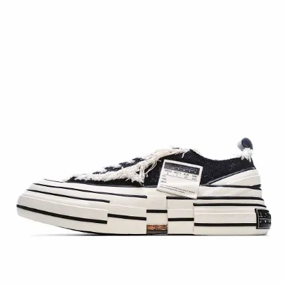 Picture of XVESSEL GOP LOW CANVAS VULCANIZED SNEAKERS "BLACK, BEIGE AND WHITE TASSEL" F19X001