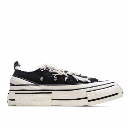 Picture of XVESSEL GOP LOW CANVAS VULCANIZED SNEAKERS "BLACK, BEIGE AND WHITE TASSEL" F19X001