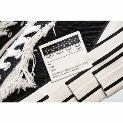 Picture of XVESSEL GOP LOW CANVAS VULCANIZED SNEAKERS "BLACK, BEIGE AND WHITE TASSEL" F19X001