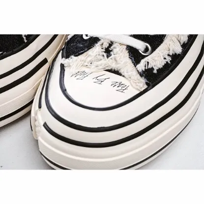 Picture of XVESSEL GOP LOW CANVAS VULCANIZED SNEAKERS "BLACK, BEIGE AND WHITE TASSEL" F19X001