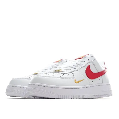 Picture of NIKE AIR FORCE 1 '07 ESSENTIAL WHITE AND RED LOW TOP