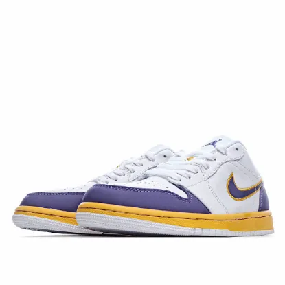 Picture of Air Jordan 1 Low Joe 1 Low Basketball Shoes Purple Gold Lakers