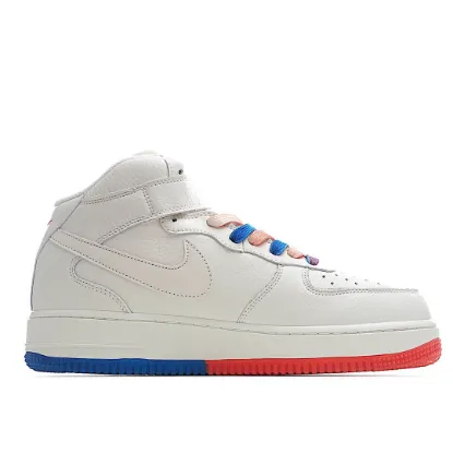 Picture of Nike Air Force 1 Mid07 Beige Blue Sneakers 3M Reflective