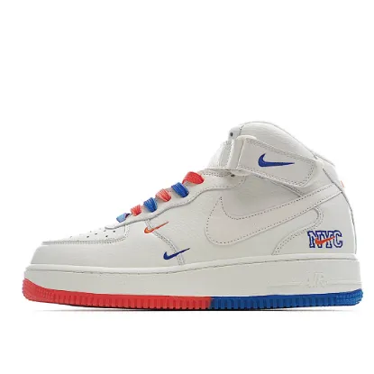 Picture of Nike Air Force 1 Mid07 Beige Blue Sneakers 3M Reflective