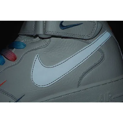 Picture of Nike Air Force 1 Mid07 Beige Red Blue Mid 3M Reflective