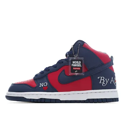 Picture of SUPREME X NIKE SB DUNK HIGH "BY ANY MEANS" RED AND BLUE SNEAKERS